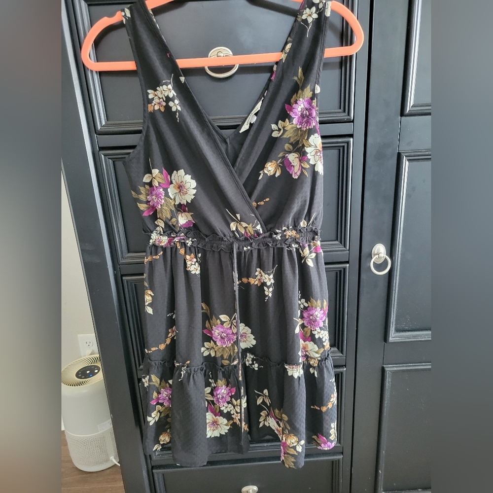 Speechless Black Dress with Floral Accents